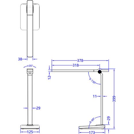 ΦΩΤΙΣΤΙΚΟ ΓΡΑΦΕΙΟΥ LED BLAIN PRO HM4448.07 ΓΚΡΙ ΧΡΩΜΑ ABS 17,3x12,5x39,9Υεκ.