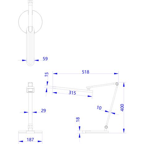 ΦΩΤΙΣΤΙΚΟ ΓΡΑΦΕΙΟΥ LED BLAIN PRO HM4454.02 ΜΑΥΡΗ ΒΑΣΗ ABS-ΓΚΡΙ ΑΛΟΥΜΙΝΙΟ 51,8x40Υεκ.