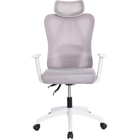 ΚΑΡΕΚΛΑ ΓΡΑΦΕΙΟΥ MEXER HM1195.02 ΓΚΡΙ MESH-PP ΒΑΣΗ-ΣΚΕΛΕΤΟΣ ΛΕΥΚΟΣ 68x70x136Υεκ.