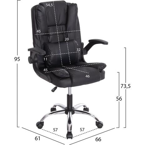ΚΑΡΕΚΛΑ ΓΡΑΦΕΙΟΥ CANAN HM1201 ΜΑΥΡO PVC-ΒΑΣΗ ΧΡΩΜΙΟΥ 66x61x105Υεκ. (Black)