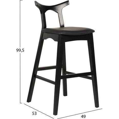 ΣΚΑΜΠΟ ΜΠΑΡ USOPP HM9951.02 RUBBERWOOD & PU ΣΕ ΜΑΥΡΟ 49x53x99,5Υεκ.