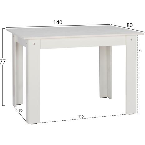 ΤΡΑΠΕΖΙ ΚΟΥΖΙΝΑΣ KELVIN 140x80x77Υεκ. ΛΕΥΚΟ HM2429.03