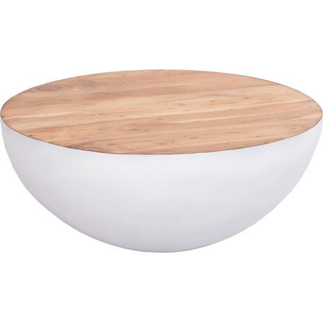 ΔΙΑΚΟΣΜΗΤΙΚΟ ΤΡΑΠΕΖΙ ΣΑΛΟΝΙΟΥ BOWL Φ91x38,5Yεκ. ΛΕΥΚΟ ΜΕ ΞΥΛΟ ΑΚΑΚΙΑΣ HM8717.23 Β'ΔΙΑΛΟΓΗΣ