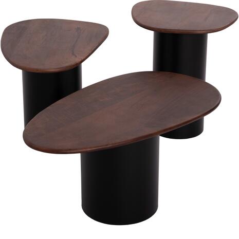 ΤΡΑΠΕΖΙA ΣΑΛΟΝΙΟΥ 3ΤΜΧ PEBBLES HM18004 MANGO TOP-ΜΕΤΑΛΛΙΚΕΣ ΜΑΥΡΕΣ ΒΑΣΕΙΣ