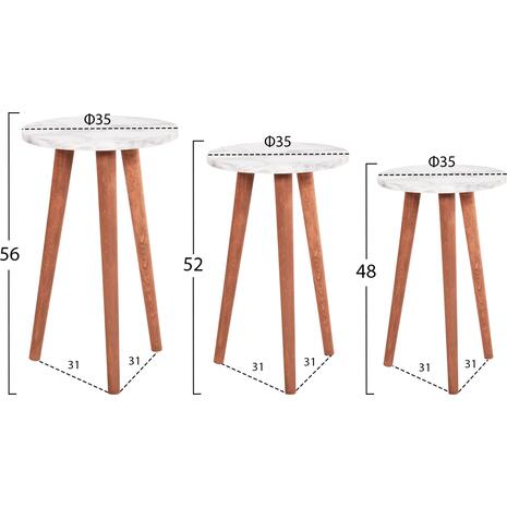 ΣΕΤ ΤΡΑΠΕΖΙ ΣΑΛΟΝΙΟΥ & 3 ΒΟΗΘ.ΤΡΑΠΕΖΙΑ VITAL HM18180.03 ΜΕΛΑΜΙΝΗ ΛΕΥΚΟ ΜΑΡΜΑΡΟ-ΚΑΡΥΔΙ ΠΟΔΙΑ