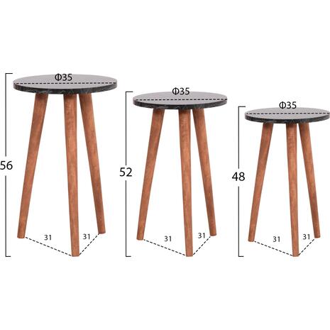 ΣΕΤ ΤΡΑΠΕΖΙ ΣΑΛΟΝΙΟΥ & 3 ΒΟΗΘ.ΤΡΑΠΕΖΙΑ VITAL HM18180.02 ΜΕΛΑΜΙΝΗ ΜΑΥΡΟ ΜΑΡΜΑΡΟ-ΚΑΡΥΔΙ ΠΟΔΙΑ