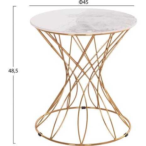 ΒΟΗΘΗΤΙΚΟ ΤΡΑΠΕΖΑΚΙ RUDY HM18037.01 ΚΕΡΑΜΙΚΟ TOP ΛΕΥΚΟ-ΜΕΤΑΛΛΟ ΧΡΥΣΟ Φ45x48,5Υεκ.