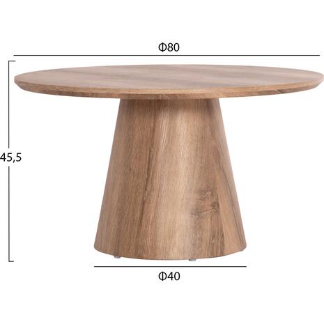 ΤΡΑΠΕΖΙ ΣΑΛΟΝΙΟΥ KARAN HM18028 MDF ΣΕ ΦΥΣΙΚΟ ΧΡΩΜΑ ΞΥΛΟΥ Φ80x45,5Υεκ.