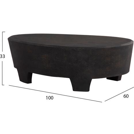 ΤΡΑΠΕΖΙ ΣΑΛΟΝΙΟΥ ΟΒΑΛ ΣΕΙΡΑ SANTORINI HM18066 MDF ΣΕ ΜΑΥΡΟ ΧΡΩΜΑ 100x60x33Υεκ.