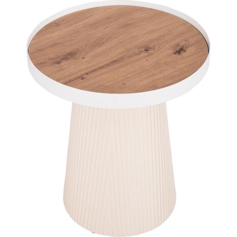 ΤΡΑΠΕΖΑΚΙ ΒΟΗΘΗΤΙΚΟ DENTON HM18023.02 MDF TOP ΦΥΣΙΚΟ ΞΥΛΟΥ-ΒΑΣΗ ΛΕΥΚΗ Φ45x51,5Υεκ.