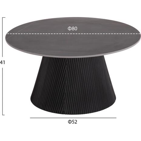 ΤΡΑΠΕΖΙ ΣΑΛΟΝΙΟΥ DUNCAN HM18022.01 ΚΕΡΑΜΙΚΟ TOP-MDF ΒΑΣΗ-ΜΑΥΡΟ Φ80x41Υεκ.
