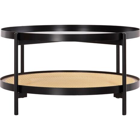 ΤΡΑΠΕΖΙ ΣΑΛΟΝΙΟΥ SEITZ HM18030 ΓΥΑΛΙ TOP-ΜΕΤΑΛΛΟ-RATTAN ΣΕ ΦΥΣΙΚΟ Φ80x45Υεκ.