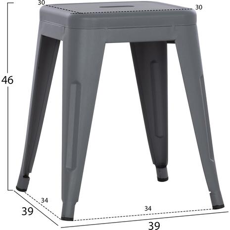 ΣΚΑΜΠΟ ΜΕΤΑΛΛΙΚΟ MELITA HM0096.50 ΣΕ ΓΚΡΙ ΜΑΤ ΧΡΩΜΑ 37x37x45Υεκ.