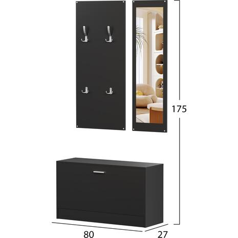 ΣΕΤ ΕΙΣΟΔΟΥ ΜΕ ΚΑΘΡΕΠΤΗ VERN HM2476.02 ΜΕΛΑΜΙΝΗ ΣΕ WENGE 80x27x175Υεκ