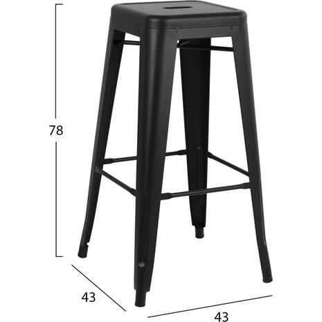 ΣΚΑΜΠΟ ΜΠΑΡ ΜΕΤΑΛΛΙΚΟ MELITA-PRO HM8642.42 ΣΕ ΜΑΥΡΟ ΜΑΤ 43x43x78Υεκ.