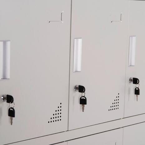 ΦΟΡΙΑΜΟΣ ΜΕΤΑΛΛΙΚΟΣ BEXLEY ΜΕ 12 ΝΤΟΥΛΑΠΑΚΙΑ ΜΕ ΚΛΕΙΔΙ HM5637.11 ΓΚΡΙ 90x45x185Υεκ
