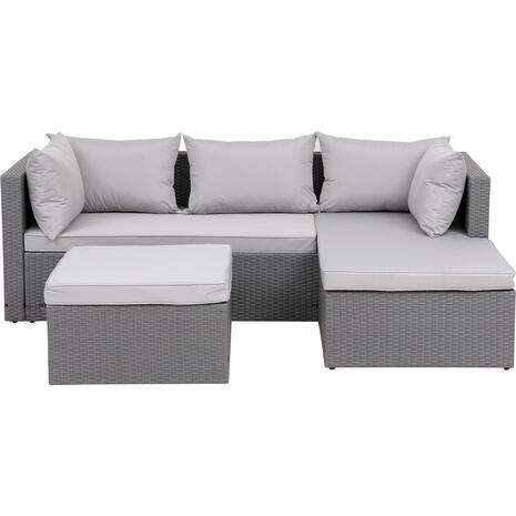 CORNER Set Wicker, Γωνία με Σκαμπό, Απόχρωση Ανοιχτό Γκρι Αναστρέψιμη Γωνία (Ε6628,1)