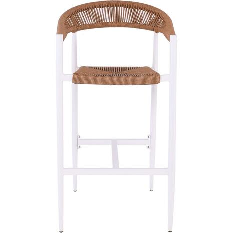 MADY Σκαμπό Bar, ALU Άσπρο, Rope Wicker Φυσικό (Ε6720,2)