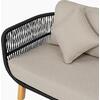 MARK Set Σαλόνι Κήπου 4 τεμαχίων Acacia Φυσικό, Rope Wicker Μαύρο, Μαξιλάρια Μπεζ (Ε2360,1)