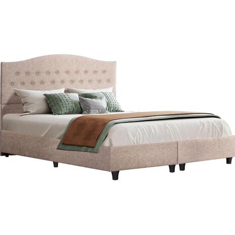 ΚΡΕΒΑΤΙ MALENA HM638.22 ΜΠΕΖ ΥΦΑΣΜΑ Τ. NUBUCK ΓΙΑ ΣΤΡΩΜΑ 150x200εκ.