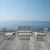 ROCCO Set Σαλόνι Κήπου 4τεμ, Μέταλλο Μπεζ, Rope Wicker Μπεζ, Μαξιλ.Μπεζ, Γυαλί Μπεζ (Ε6873,2)