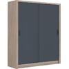 VANITY Ντουλάπα Δίφυλλη - Συρόμενη, Αποχρώσεων Sonoma Oak & Grey (Ε7355,1)