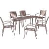 SERRANO Set Κήπου: Τραπέζι + 6 Πολυθρόνες, Μέταλλο Βαφή Sand Beige, Polywood Καρυδί (Ε6893,S)