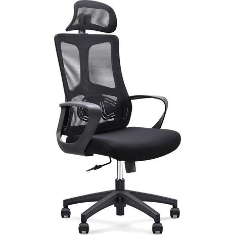 BF8600 Πολυθρόνα Γραφείου Διευθυντή, Mesh Μαύρο, Ύφασμα Μαύρο (ΕΟ619,1)