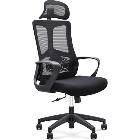 BF8600 Πολυθρόνα Γραφείου Διευθυντή, Mesh Μαύρο, Ύφασμα Μαύρο (ΕΟ619,1)