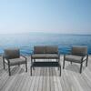 RIVIAN Set Σαλόνι Κήπου 4τεμ, Μέταλλο Βαφή Ανθρακί, Μαξιλάρια Γκρι (Ε6846)