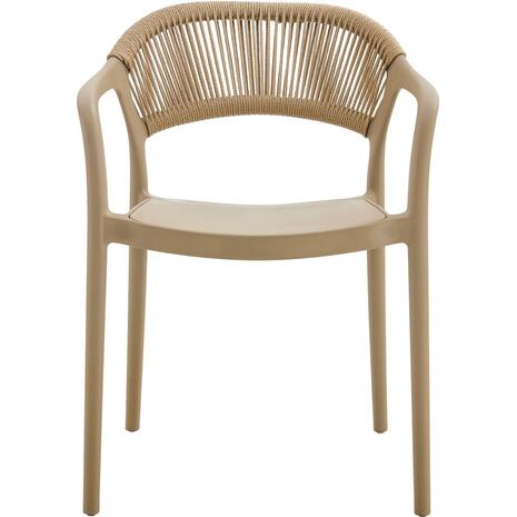 DONNA Πολυθρόνα-Pro Στοιβαζόμενη, PP-UV Tortora, Rope Wicker Φυσικό (Ε3150,3)