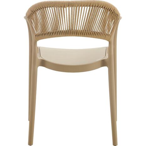 DONNA Πολυθρόνα-Pro Στοιβαζόμενη, PP-UV Tortora, Rope Wicker Φυσικό (Ε3150,3)