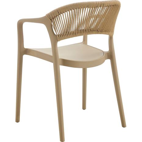 DONNA Πολυθρόνα-Pro Στοιβαζόμενη, PP-UV Tortora, Rope Wicker Φυσικό (Ε3150,3)