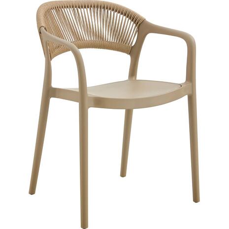 DONNA Πολυθρόνα-Pro Στοιβαζόμενη, PP-UV Tortora, Rope Wicker Φυσικό (Ε3150,3)