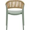 DONNA Πολυθρόνα-Pro Στοιβαζόμενη, PP-UV Πράσινο, Rope Wicker Φυσικό (Ε3150,2)