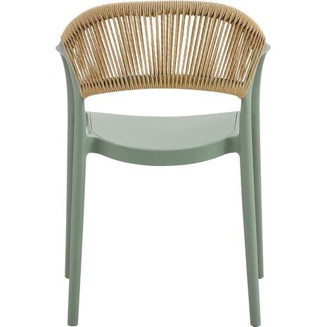 DONNA Πολυθρόνα-Pro Στοιβαζόμενη, PP-UV Πράσινο, Rope Wicker Φυσικό (Ε3150,2)