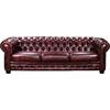 CHESTERFIELD Birmingham Καναπές 4Θέσιος Σαλονιού Καθιστικού, Δέρμα Antique Red (Ε9574,44)