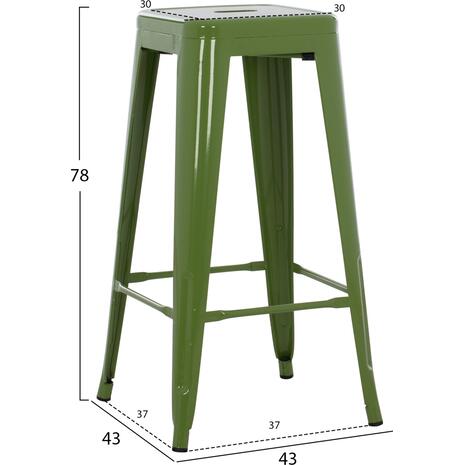 ΣΚΑΜΠΟ ΜΠΑΡ ΜΕΤΑΛΛΙΚΟ MELITA-PRO HM8642.53 ΣΕ LIGHT OLIVE GREEN 43x43x78Υεκ.