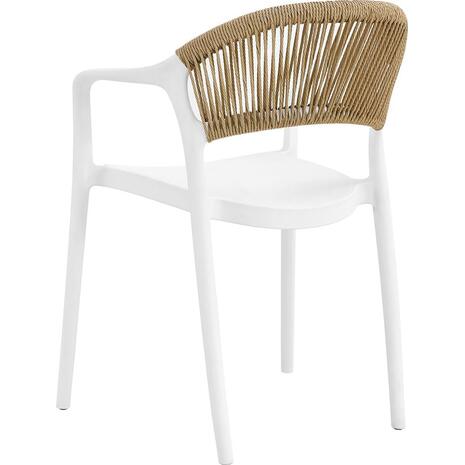 DONNA Πολυθρόνα-Pro Στοιβαζόμενη, PP-UV Άσπρο, Rope Wicker Φυσικό (Ε3150,1)