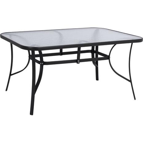 ΤΡΑΠΕΖΙ BRUNO 150X90Χ72Υεκ. ΜΕΤΑΛΛΙΚΟ ΜΑΥΡΟ ΜΕ ΓΥΑΛΙΝΗ ΕΠΙΦΑΝΕΙΑ HM5145.03