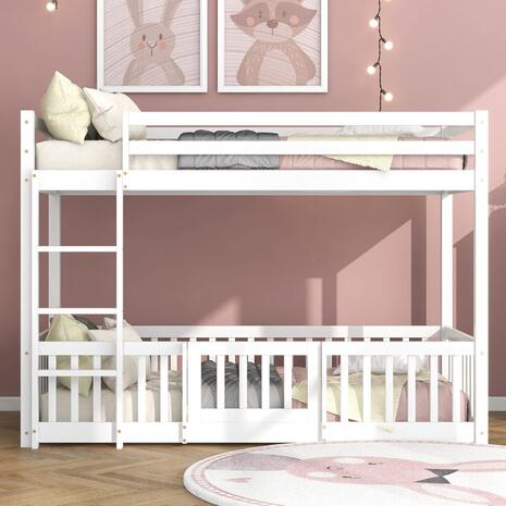ΠΑΙΔΙΚΗ ΚΟΥΚΕΤΑ τ.MONTESSORI ΜΕ ΠΑΡΚΑΚΙ PLAYKID HM703.03 ΞΥΛΟ ΠΕΥΚΟΥ ΛΕΥΚΟ ΓΙΑ 190x90εκ