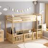 ΠΑΙΔΙΚΗ ΚΟΥΚΕΤΑ τ.MONTESSORI ΜΕ ΠΑΡΚΑΚΙ PLAYKID HM703.01 ΞΥΛΟ ΠΕΥΚΟΥ ΦΥΣΙΚΟ ΓΙΑ 190x90εκ