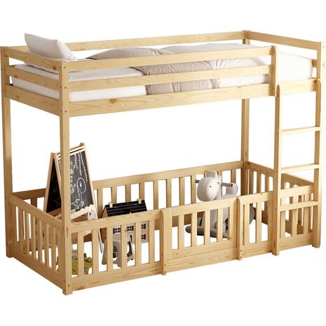ΠΑΙΔΙΚΗ ΚΟΥΚΕΤΑ τ.MONTESSORI ΜΕ ΠΑΡΚΑΚΙ PLAYKID HM703.01 ΞΥΛΟ ΠΕΥΚΟΥ ΦΥΣΙΚΟ ΓΙΑ 190x90εκ