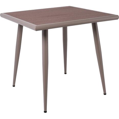 SERRANO Set Κήπου: Τραπέζι + 4 Πολυθρόνες, Μέταλλο Βαφή Sand Beige, Polywood Καρυδί (Ε6890,S)