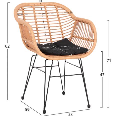 ΣΕΤ ΤΡΑΠΕΖΑΡΙΑΣ 7ΤΜΧ ALLEGRA HM10495 WICKER ΜΠΕΖ-ΜΕΤΑΛΛΟ ΜΑΥΡΟ