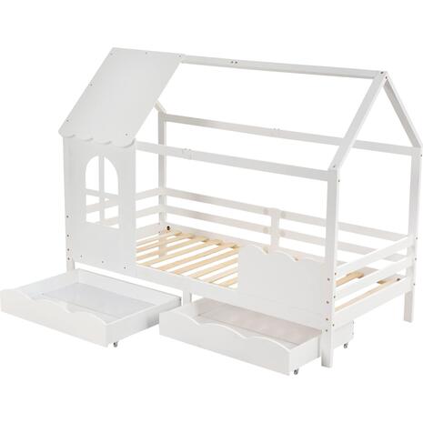 ΠΑΙΔΙΚΟ ΚΡΕΒΑΤΙ τ.MONTESSORI ΜΕ ΣΥΡΤΑΡΙΑ DOMER HM710.03 ΞΥΛΟ ΠΕΥΚΟΥ ΛΕΥΚΟ-ΣΤΡΩΜΑ 90x190εκ