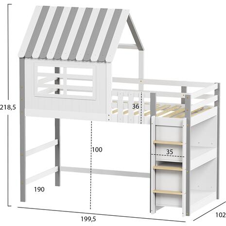 ΠΑΙΔΙΚΟ ΚΡΕΒΑΤΙ τ.MONTESSORI ΜΕ ΠΛΑΙΝΑ ΡΑΦΙΑ HOMI HM712 ΞΥΛΟ ΠΕΥΚΟΥ ΛΕΥΚΟ-ΓΚΡΙ-ΣΤΡΩΜΑ 90x190εκ