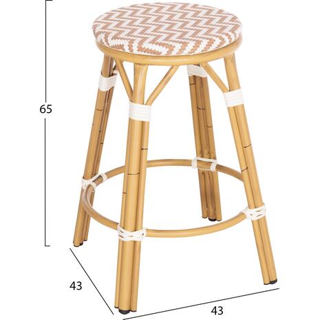 ΣΚΑΜΠΟ ΑΛΟΥΜΙΝΙΟΥ ΜΕΣ.ΥΨΟΥΣ CHINO HM6286.04 BAMBOO LOOK ΦΥΣΙΚΟ & TEXTILENE 43x43x65Υεκ