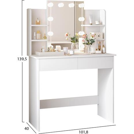 ΤΟΥΑΛΕΤΑ ΜΕ ΦΩΤΙΣΜΟ LED-ΡΑΦΙΑ-ΣΥΡΤΑΡΙΑ LAURYN HM2502.03 ΛΕΥΚΟ 108x40x140Υεκ