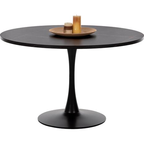 ΤΡΑΠΕΖΙ ΤΡΑΠΕΖΑΡΙΑΣ ROLLO HM9422.12 ΣΤΡΟΓΓΥΛΟ BLACK MARBLE Φ120x74Yεκ.